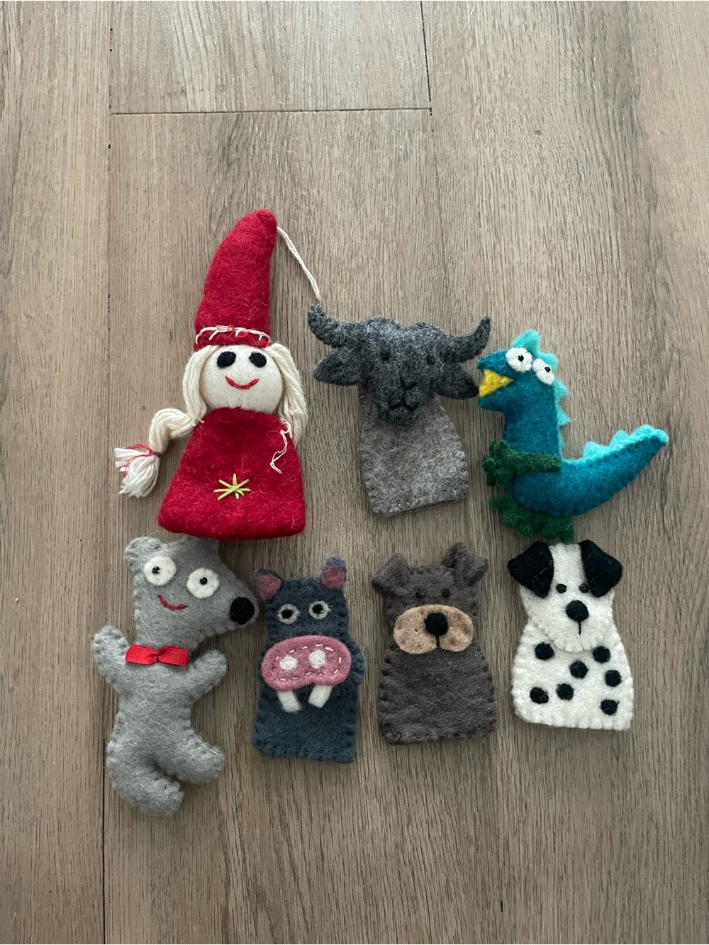 Handmade Felt Doll and Animal Finger Puppet Set for Kids